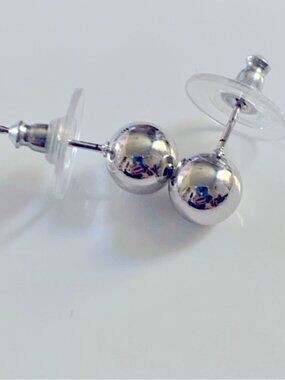 🪙 Classic 8 mm Silver Tone Ball Stud Earrings by Nice & Bella